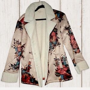 Indigo Thread Co. Print Teddy Jacket with Shearling Lining